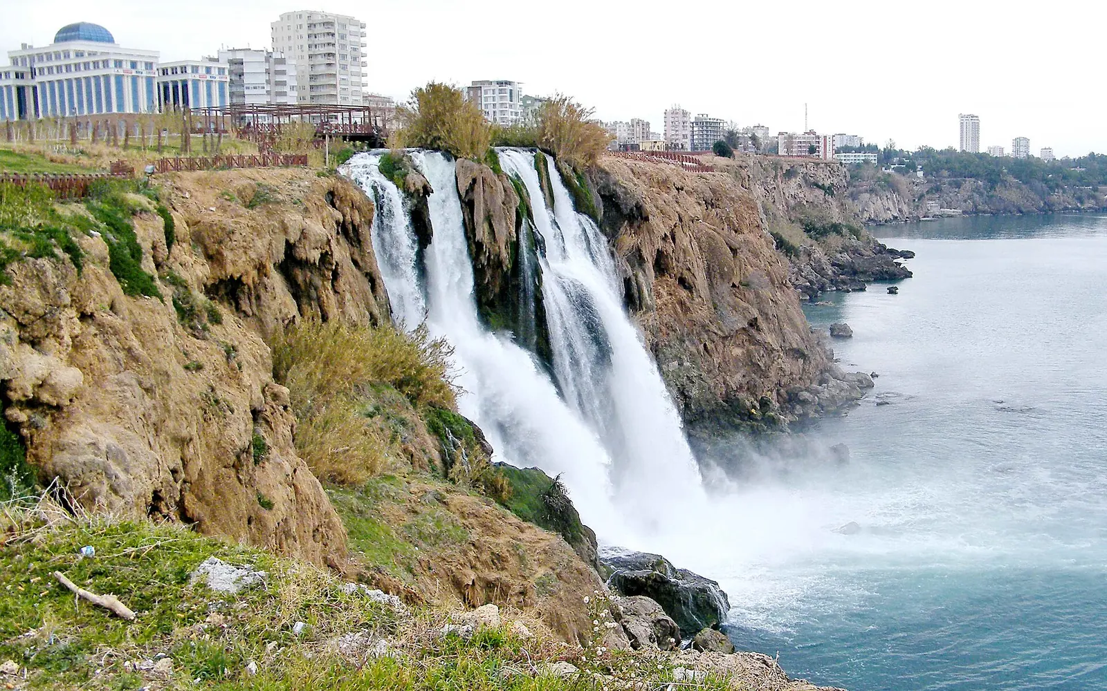 The Düden river falling into the sea on the Lara coast